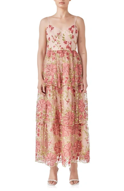 Endless Rose Women's Floral Embroidered Maxi Dress In Pink