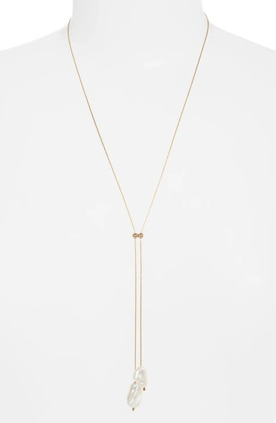 Set & Stones Elliatt Freshwater Pearl Lariat Necklace In Gold