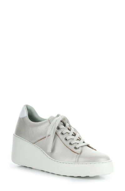 Fly London Delf Platform Wedge Sneaker In 010 Silver