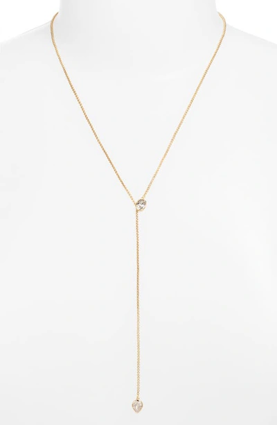 Nordstrom Cubic Zirconia Lariat Necklace In Clear- Gold