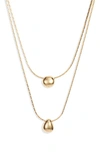 Nordstrom Double Droplet Layered Necklace In 14k Gold Plated