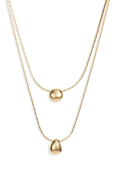 Nordstrom Double Droplet Layered Necklace In 14k Gold Plated