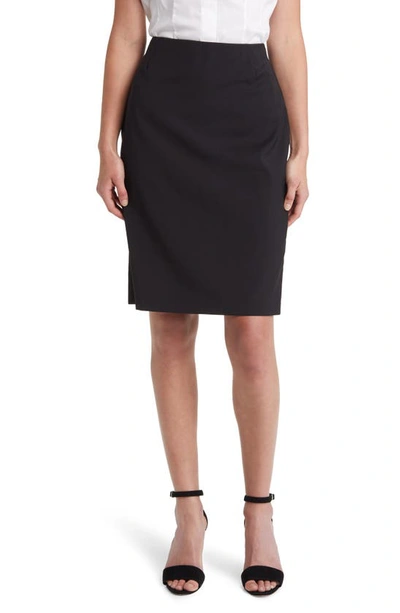 Hugo Boss Slim-fit Pencil Skirt In Virgin Wool In Black