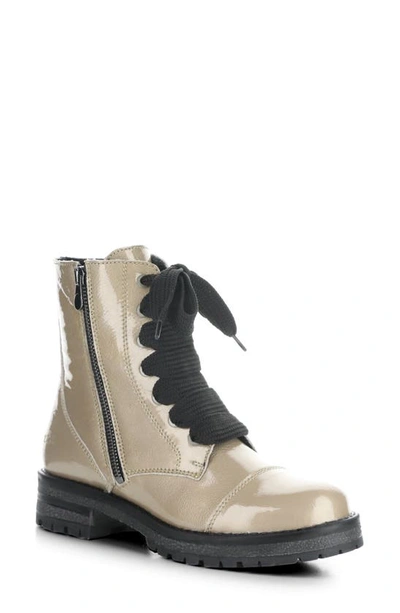 Bos. & Co. Paulie Waterproof Lace-up Bootie In Taupe Mascara Patent