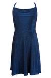 STELLA 88 KIDS' METALLIC COWL NECK KNIT PARTY DRESS