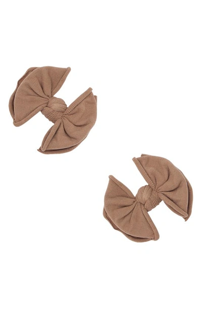 Baby Bling 2-pack Baby Fab Bow Clips In Oak