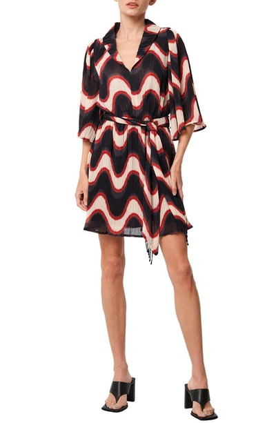 Ciebon Juni Wave Print Dress In Black/ Cream