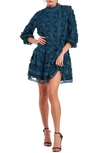 Ciebon Wylla Humbird Lace & Organza Drop Waist Dress In Blue