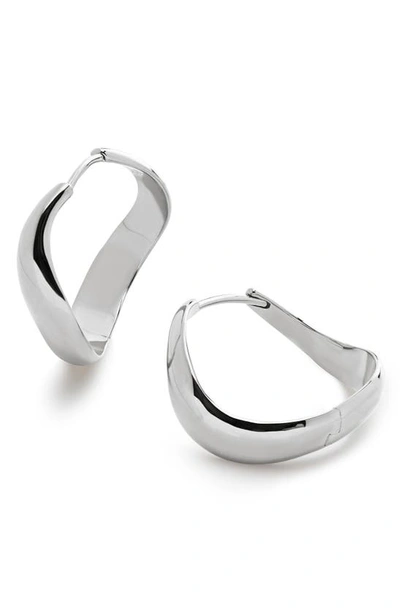 Monica Vinader Sterling Silver Swirl Medium Hoop Earrings