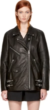 Alexander Wang Corduroy-trimmed Leather And Shell Biker Jacket In Black