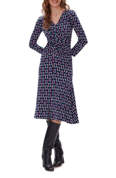 Diane Von Furstenberg Timmy Geo Print Long Sleeve Dress In Black