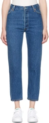 RE/DONE RE/DONE INDIGO HIGH-RISE STRAIGHT CROP JEANS