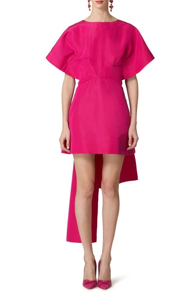 Carolina Herrera Structured Silk Bow-detail Mini Dress In Pink