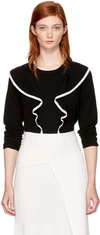 Chloé Cashmere And Cotton-blend Frilled Sweater In Black