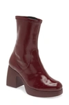 Wonders Platform Bootie In Burgundy Patent