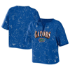 Wear By Erin Andrews Royal Florida Gators Bleach Wash Splatter Notch Neck T-shirt In Royal