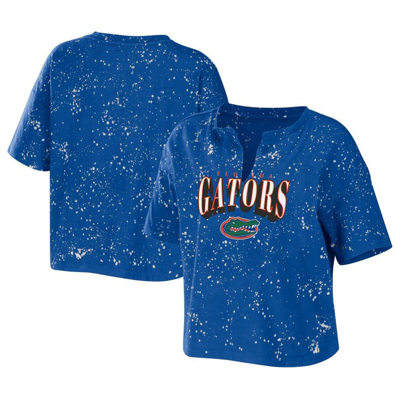 Wear By Erin Andrews Royal Florida Gators Bleach Wash Splatter Notch Neck T-shirt