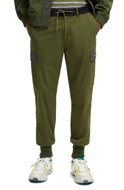 Scotch & Soda Cotton Blend Cargo Joggers In 4876-field Green