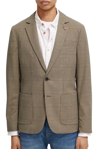 Scotch & Soda Yarn Dyed Plaid Stretch Sport Coat In 6471-taupe Check