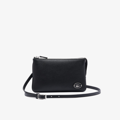 Lacoste Women's Origin Croc Leather Double Pouch Bag - One Size In Black