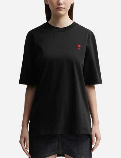 Ami Alexandre Mattiussi Ami De Coeur Embroidered Logo T-shirt In Black