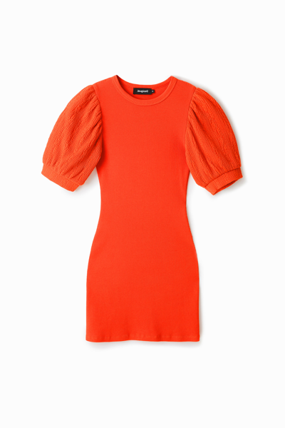 Desigual Short Slim Coral Dress In Orange
