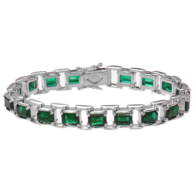 Vir Jewels 15 Cttw Green Topaz Tennis Bracelet .925 Sterling Silver Rhodium 7 X 5 Mm Emerald In Grey