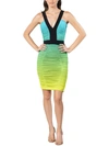 DRESS THE POPULATION WOMENS OMBRE KNEE BODYCON DRESS
