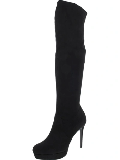 Thalia Sodi Clarissa Womens Faux Suede Tall Over-the-knee Boots In Black