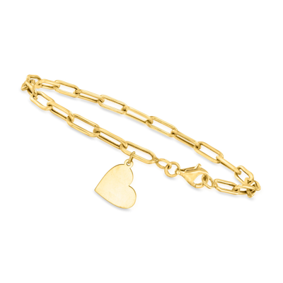 Canaria Fine Jewelry Canaria 10kt Yellow Gold Heart Charm Paper Clip Link Bracelet In Multi