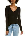 Michael Stars Logan Long Sleeve V Neck Tee In Black