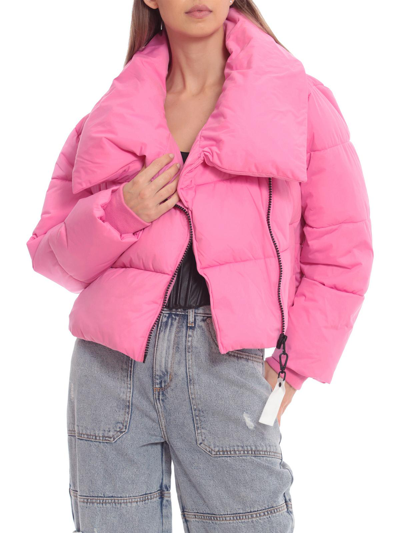 Avec Les Filles Womens Quilted Short Puffer Jacket In Multi