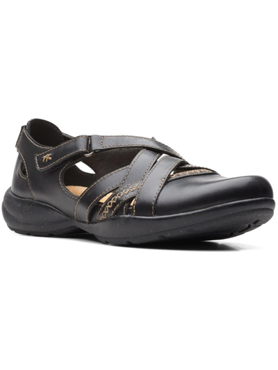 Clarks Roseville Step Womens Leather Strappy Slip-on Sneakers In Black