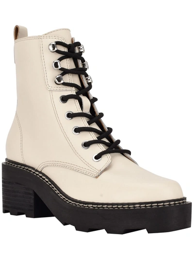 Calvin Klein Abeni Womens Leather Platform Combat & Lace-up Boots In Multi