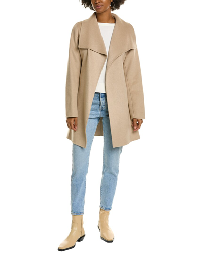 Tahari T  Ella Wool-blend Wrap Coat In Brown