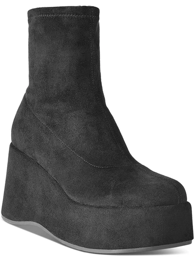 Wild Pair Coraa  Womens Faux Suede Zip Up Ankle Boots In Black