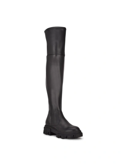 Nine West Cellie Womens Faux Leather Tall Over-the-knee Boots In Black