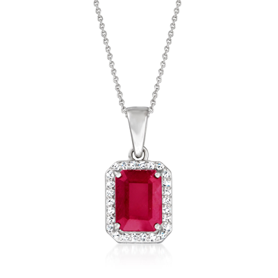 Ross-simons Ruby Pendant Necklace With . Diamonds In 14kt White Gold In Red
