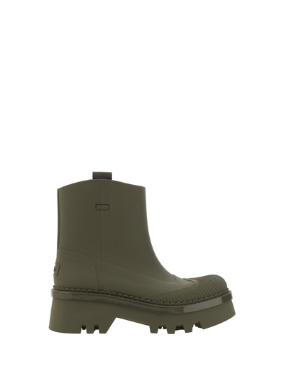 Chloé Rubber Solid Color Booties With Chunky Sole 6cm In Green