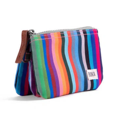 Roka Purse Carnaby Small In Recycled Sustainable Nylon Multi Stripe Print