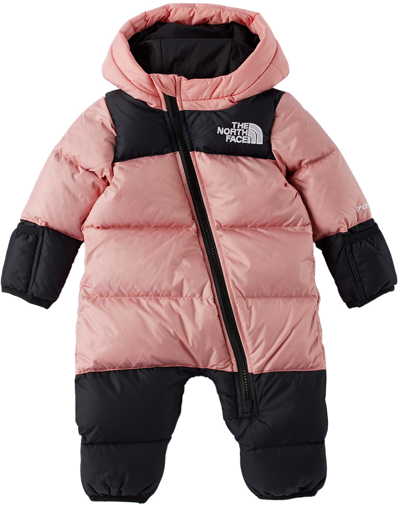 The North Face Baby Pink & Black 1996 Retro Nuptse Down Snowsuit In I0r Shady Rose