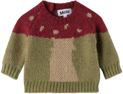 Molo Baby Red & Green Breen Sweater In 3289 Mushroom
