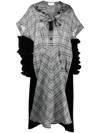 Maison Margiela Black And Gray Bi-material Dress. Flared Cut. Checked Gray Silk Fr In Black