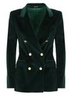 Tagliatore Jalicya Velvet Double-breasted Blazer In Green