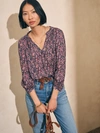 Faherty Portia Top In Fiona Block Print