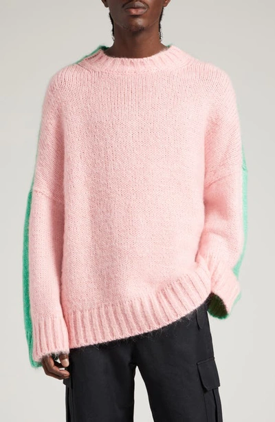 Jw Anderson Colour Block Crewneck Jumper In Pink