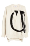 Off-white Maxi Logo-intarsia Wool Cardigan In White