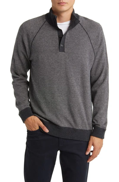 Vince Birdseye Jacquard Wool & Cotton Pullover In Black Cream