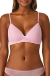 On Gossamer Next To Nothing Microfiber Wireless T-shirt Bra In Whisper Rose