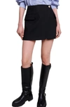 Maje Asymetric Wrap Miniskirt In Black